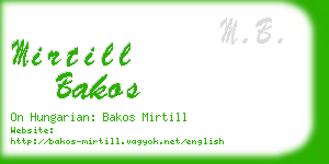 mirtill bakos business card